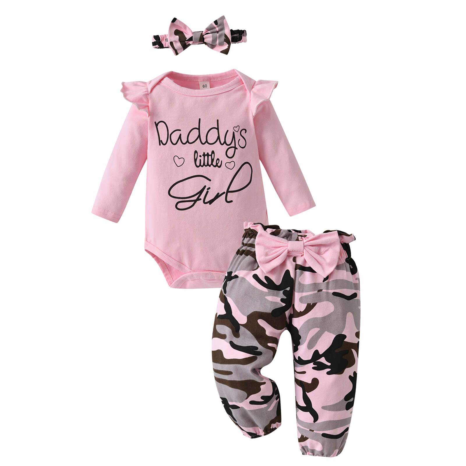 KuKitty Newborn Baby Girl Long Sleeve Romper Set with Pants photo 1