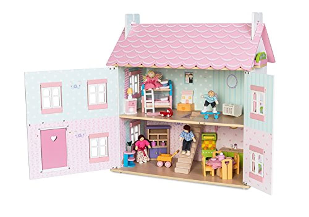 Le Toy Van Wooden Dolls House Full Starter Furniture & Accessories Play Set for Dolls Houses