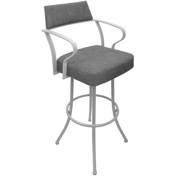 Carolina Extra Tall 34" Swivel Metal Bar Stool - Mojave Gray Fabric -White Frame