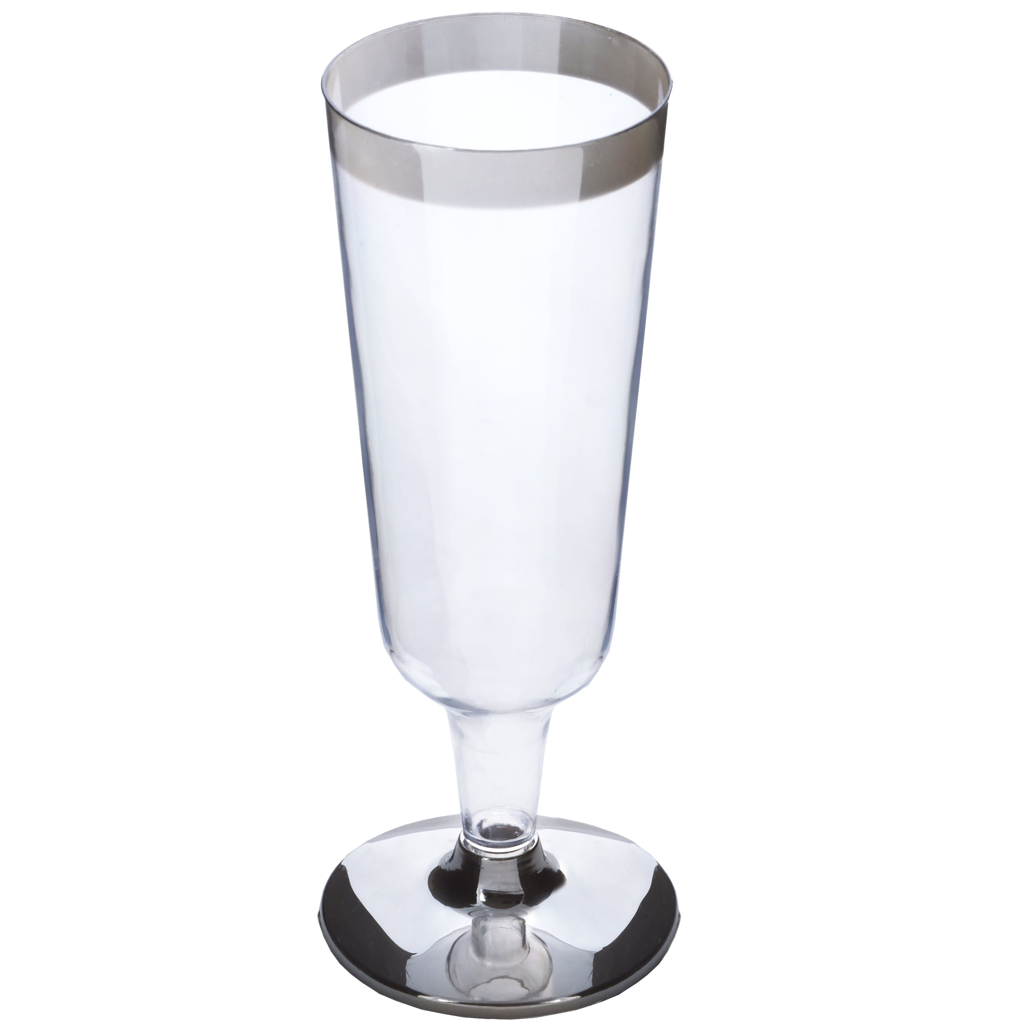Efavormart 55pcs Silver Rimmed 6oz Disposable Plastic Champagne Glass