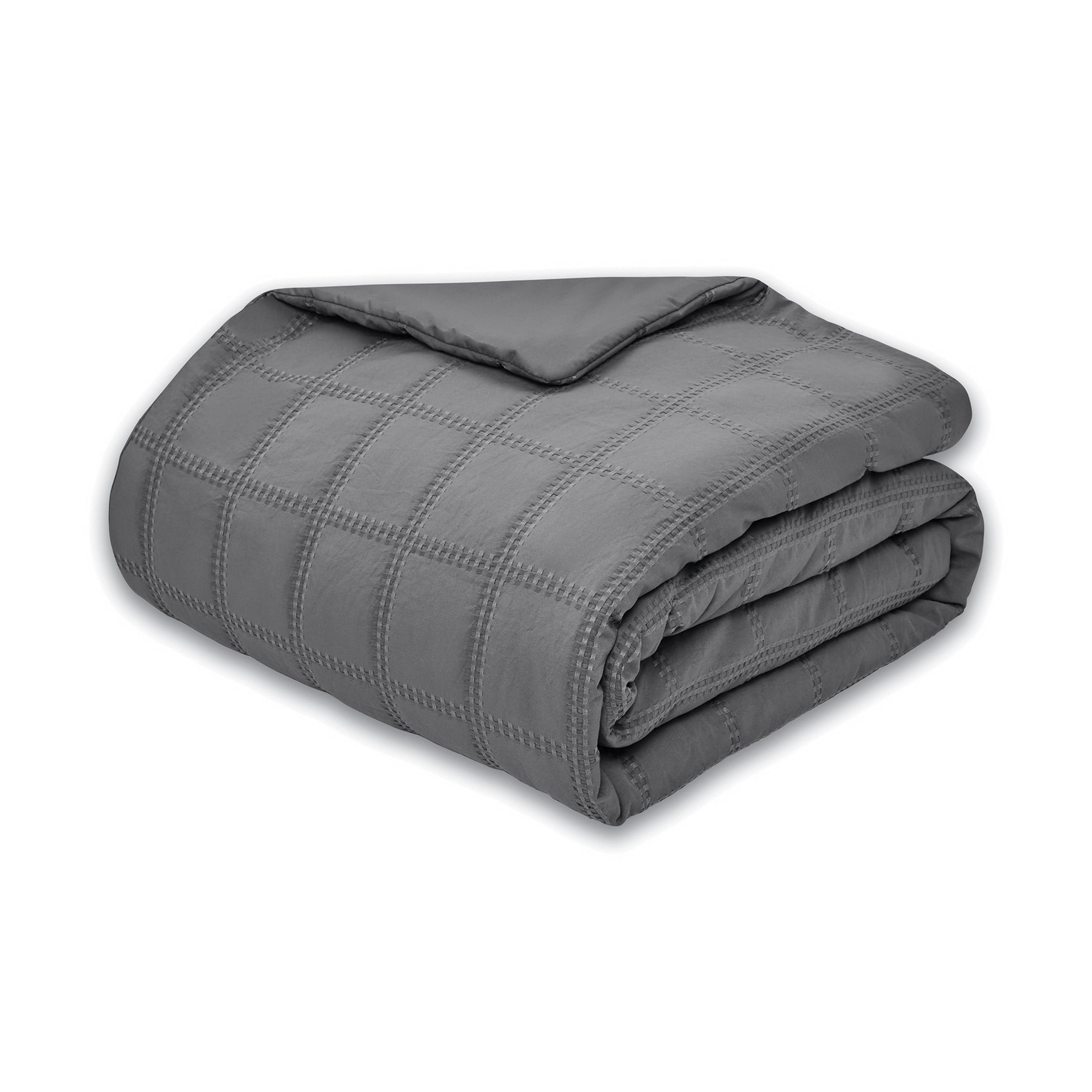 Mainstays Waffle Check 4-Piece Grey Comforter Set, Twin/Twin XL