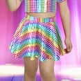 thumbnail image 2 of Coerni Girls Sequin Skirt Sparkly Metallic Skater Skirt Shiny Flared Skort Pleated Checkered Square A Line Dress Ballet Dance Shorts, 2 of 4