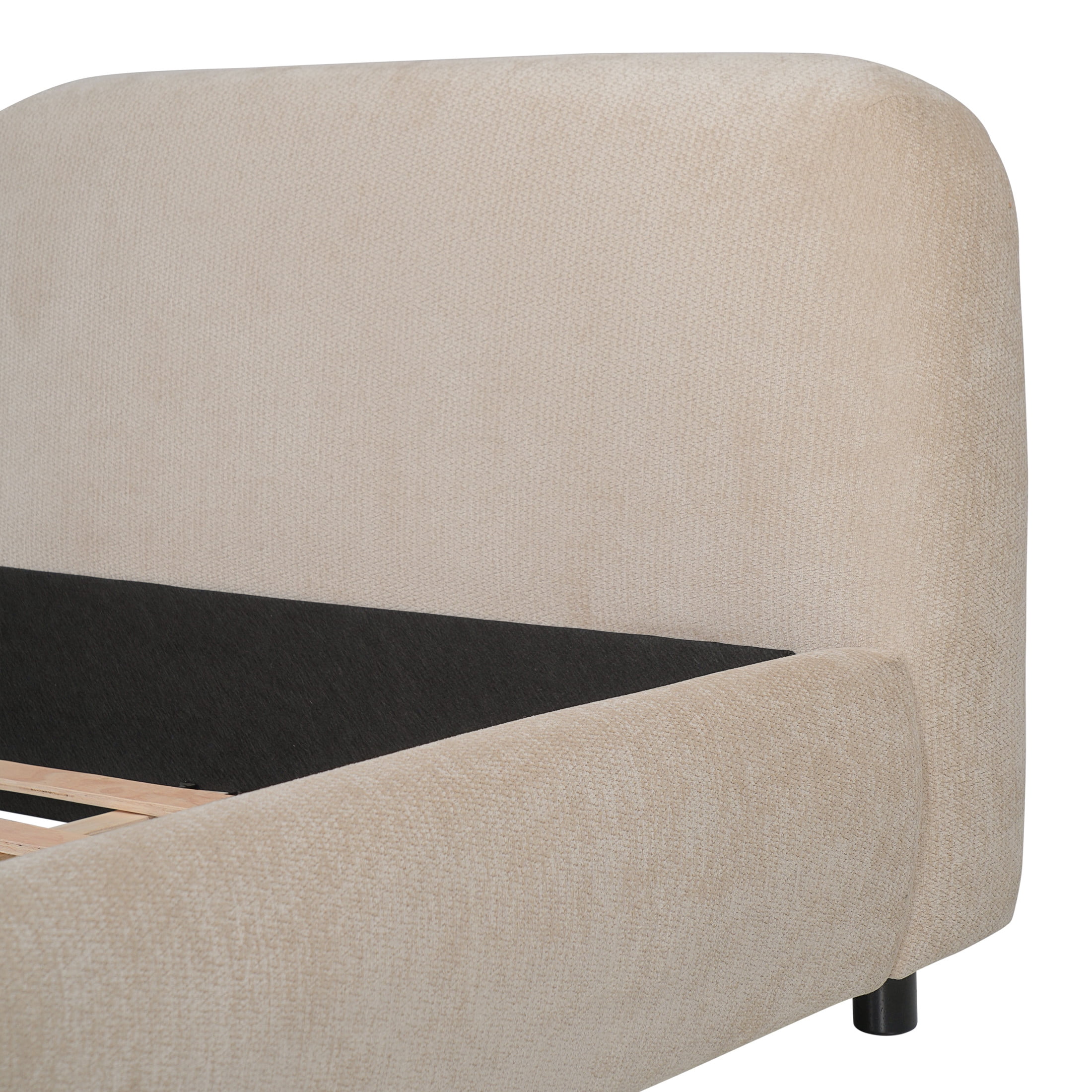 Christopher Knight Home Boucle Upholstered Bed Frame with Curved Thick Headboard, King Size, Taupe