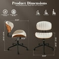 thumbnail image 4 of Toject Office Chair, Task Chair with Stripes Wooden Back, Mid-Century Modern Computer Chair, Armless Desk Chair for Home Office, White, 4 of 9
