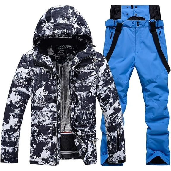 Men's Ski Suit Jacket and Pants Set Waterproof Insulated,Snow Suit Padded for Skiing,Snowmobiling,Hiking,Climbing