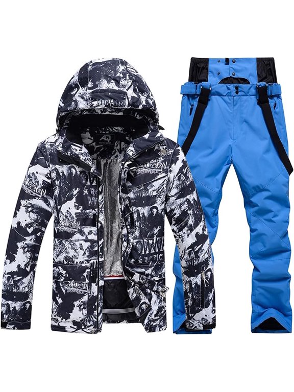 Men's Ski Suit Jacket and Pants Set Waterproof Insulated,Snow Suit Padded for Skiing,Snowmobiling,Hiking,Climbing