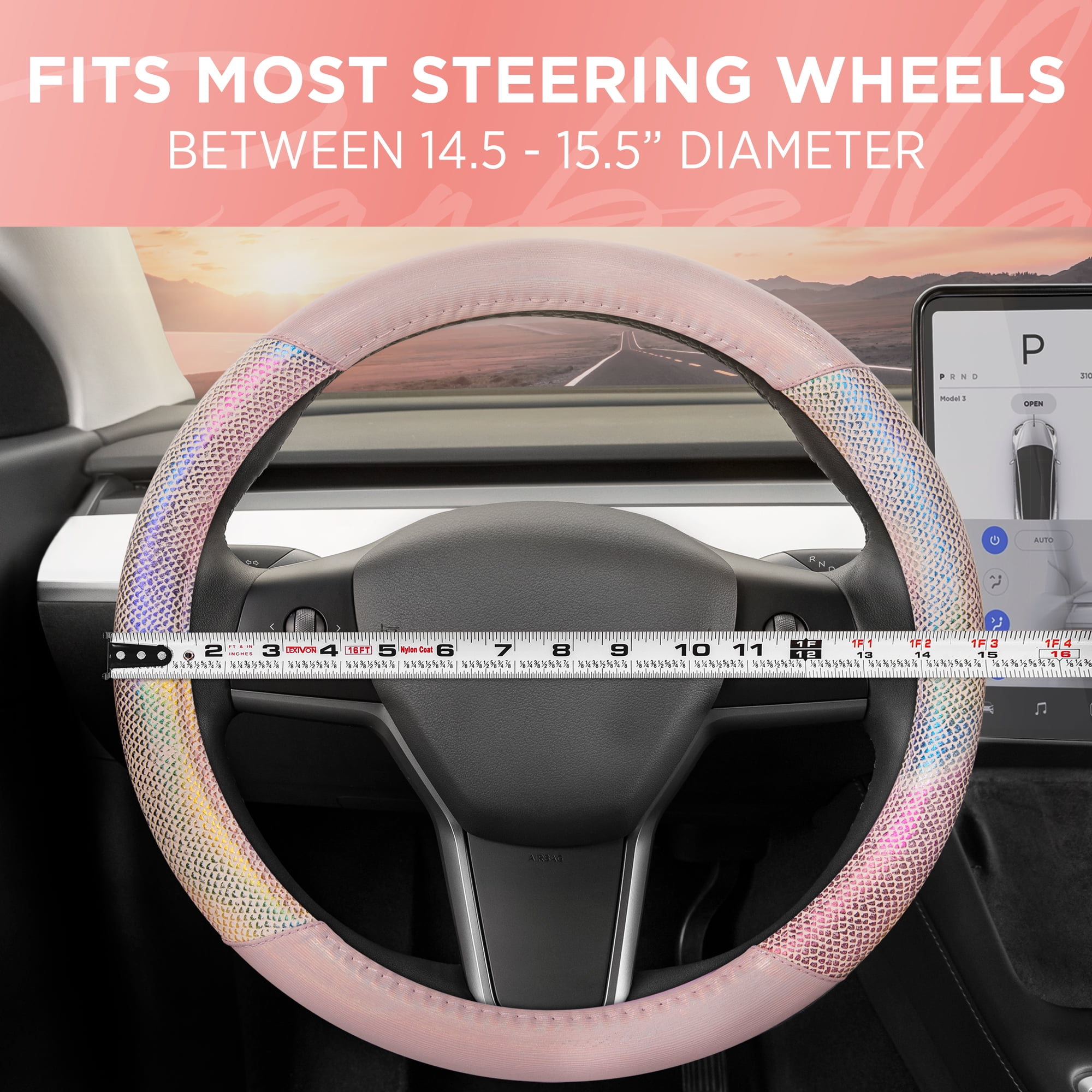Carbella Mermaid Rainbow Steering Wheel Cover Standard 15 Inch Size Fits Most Vehicles Cute Shiny Multicolor Steering Cover for Car Truck Van SUV Walmart