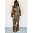 thumbnail image 3 of Women's Brown Leopard Print Collared Shirt and Wide-Leg Pants Set – Casual Two-Piece Outfit for Daily Wear [ZhiHiMeRi] | L, 3 of 5