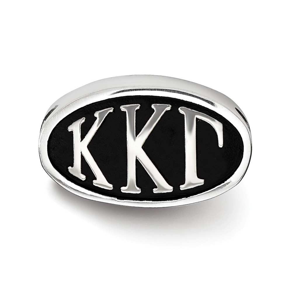 Fancy Bead White Sterling Silver Greek Kappa Gamma Oval Letters Bead