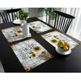 thumbnail image 3 of Sunflowers Placemats for Dining Table Set of 6 Washable Fabric Farmhouse Yellow Bright Flowers Blooms Bee Vintage Wood Non Slip Cotton Linen Placemats Heatproof Table Mats for Kitchen 12 x 18 Inches, 3 of 6