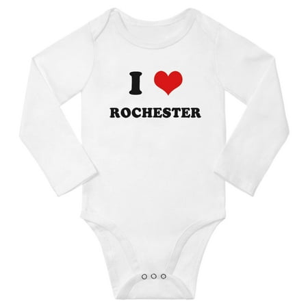 

I Heart Rochester Love Cute Baby Long Rompers Bodysuit (White 3-6 Months)