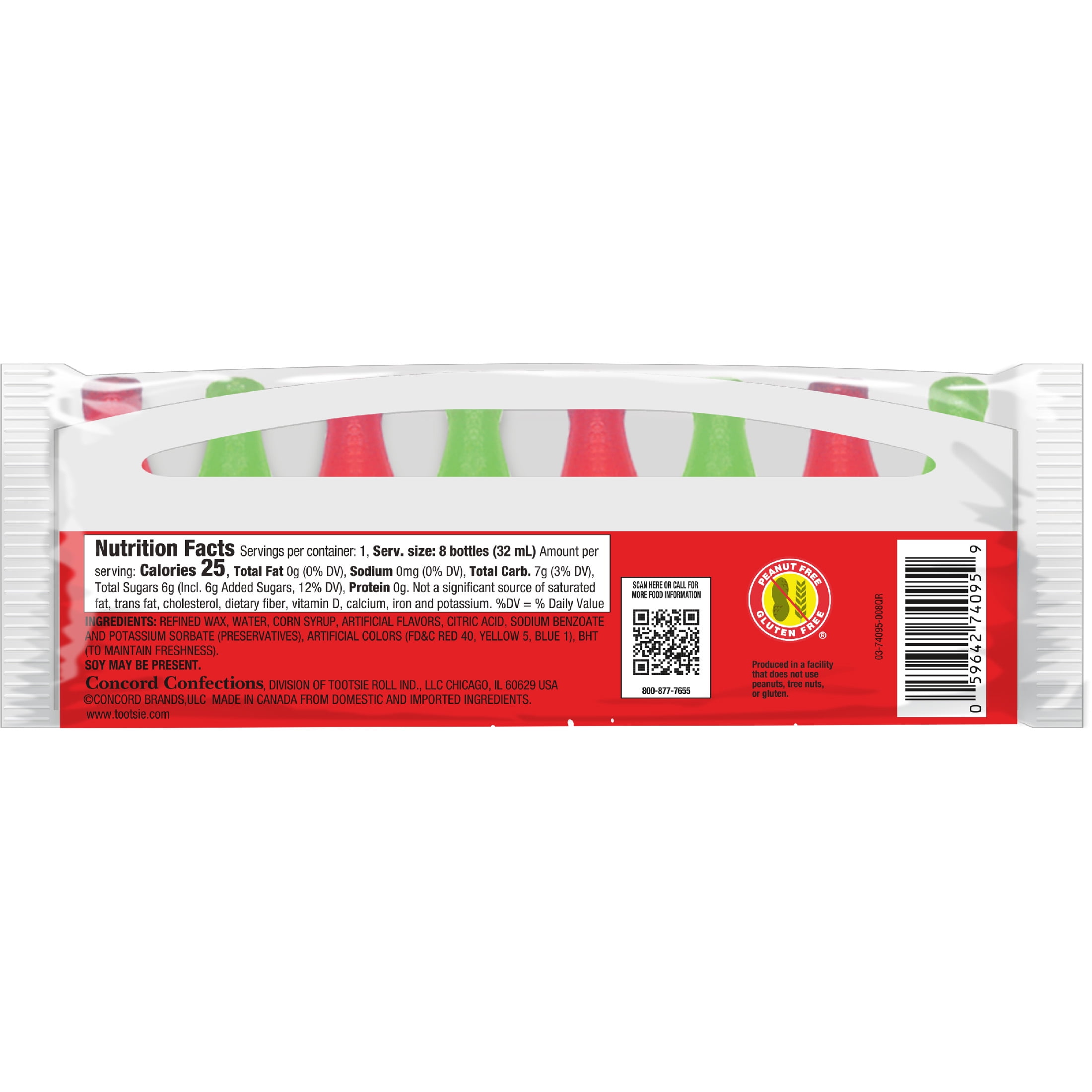 (2 pack) Nik-L-Nip Elf Punch Mini Drinks in Wax Bottles, Green Apple and Cherry Flavors, 8-Pack, Peanut and Gluten Free