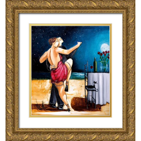 West, Ronald 12x13 Gold Ornate Wood Framed with Double Matting Museum Art Print Titled - Moonlight Ballroom - V