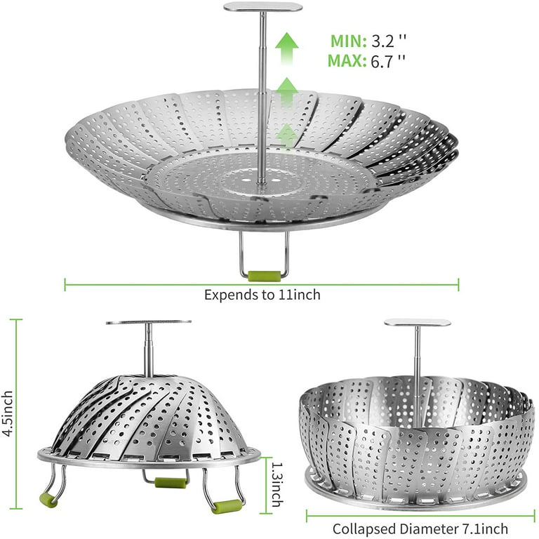 Vegetable Steamer Basket Metal Stainless Steel Steamer Basket Collapsible Steamer  Baskets Expandable Fit Various Size Pot for Cooking Food