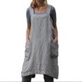 thumbnail image 4 of Square Apron Baking Cooking Gardening Works Cross Back Cotton/Linen Blend Dress with 2 Pockets, 4 of 8