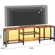 thumbnail image 2 of 67-pulgada grande mesa de TV con LED lights para 55/65/75-pulgada tv esquina entertainment center power outlets y 4 abiertos almacenamiento estantes vintage brown media consola sala esta..., 2 of 7
