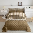 thumbnail image 2 of Castle Fairy Retro Vertical Stripe Full Size Comforter Sets 3-Piece,Minimalist Heart Dot Bedding Comforter Set,Coffee Brown White,Reversible,1 Comforter and 2 Pillowcases, 2 of 6
