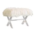 thumbnail image 1 of Vanity Bench with Faux White Fur and Clear Acrylic legs, 1 of 3