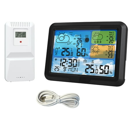 Wifi Wireless Weather Stations Indoor Outdoor Thermometers Hygrometer with 3 Day Forecast Color Display and Moon Phase