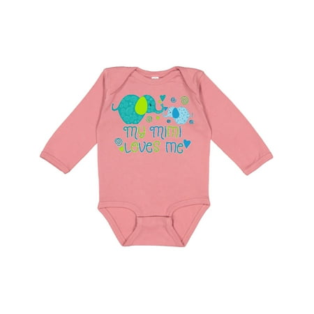 

Inktastic My Mimi Loves Me- Cute Elephants Gift Baby Boy or Baby Girl Long Sleeve Bodysuit