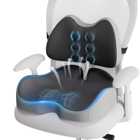 Cojín para Asiento Benazcap Extra Grande con Espuma Viscoelástica y Soporte Lumbar