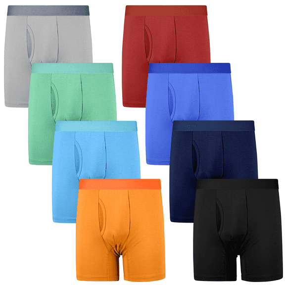 Protium 8-Pack Boys' Cotton Boxer Briefs – Soft, Breathable, Tagless Underwear for Kids, Sizes XS-XXL