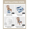 thumbnail image 3 of Summer Sea Ocean Waves Chair Seat Covers, Abstract Blue Navy Gray Gradient Geometric Pattern Stretchable Dining Chair Seat Cushion Slipcovers with Buckle for Dining Room, Set of 4, 3 of 6