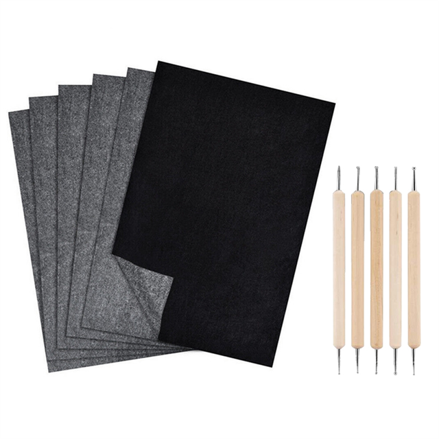 200 Pcs Papier Transfert Carbone 11.5 x 8.3 Pouces Papier à Calquer A4 Papier Carbone Graphite avec Stylet d'Embossage Noir