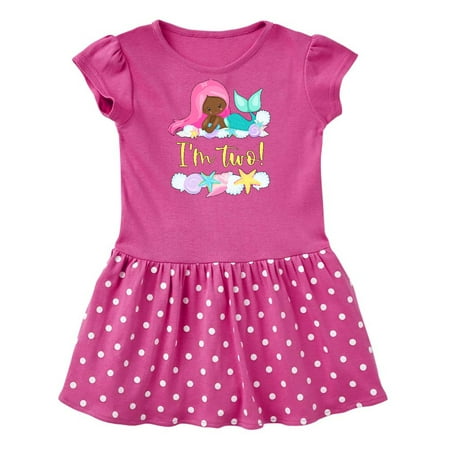 

Inktastic I m 2 Mermaid with Pink Hair and Shells Gift Baby Girl Dress