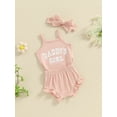 thumbnail image 3 of Bagilaanoe 3pcs Newborn Baby Girl Shorts Set Sleeveless Letter Print Romper Tops + Shorts + Headband 3M 6M 12M 18M Infant Casual Summer Clothes, 3 of 7
