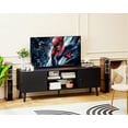 thumbnail image 2 of FDW TV Stand for 55 60 Inch TVs,with 2 Storage Cabinets and Open Shelves,Black, 2 of 7