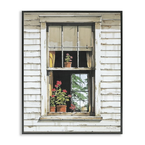 Stupell Industries Cottage Window View Buildings & Architecture Painting Black Framed Art Print Wall Art, 11 x 14