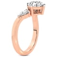 thumbnail image 4 of Round Shape 3 Carat IGI Certified Lab Grown Diamond Ring | 14K Rose Gold | Joella Three Stone Chevron Diamond Ring | FG-VS1-VS2 Quality Friendly Diamonds, 4 of 5