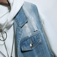 thumbnail image 4 of KaLI_store Men Jean Jacket Coat Men's Distressed Denim Jacket Button Down Jean Coat Casual Long Sleeve Jackets Outwear Blue,M, 4 of 5