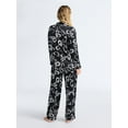 thumbnail image 3 of Joyspun Women’s Stretch Satin Notch Long Sleeve Top and Pants Pajama Set, 2-Piece, Sizes XS-3X, 3 of 5