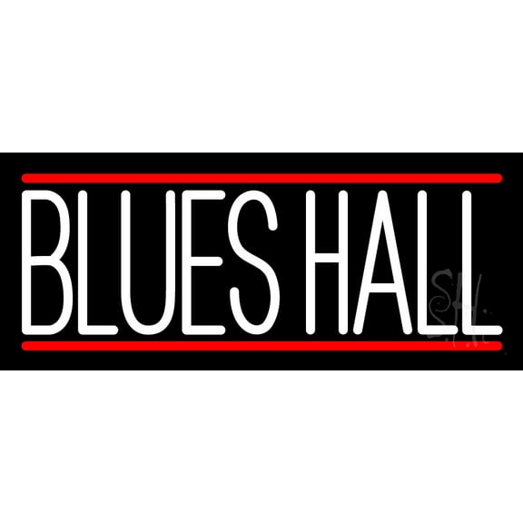 Blues Hall LED Neon Sign 10" Tall x 24" Wide - inches Black Square Cut Acrylic Backing, with Dimmer - Premium built indoor Sign for Studio, Club, Home décor, Event, Workshop, Storefront.