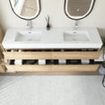 thumbnail image 5 of 72" Wall Mounted Floating Bathroom Vanity in Oak with White Quartz Sink, 5 of 11