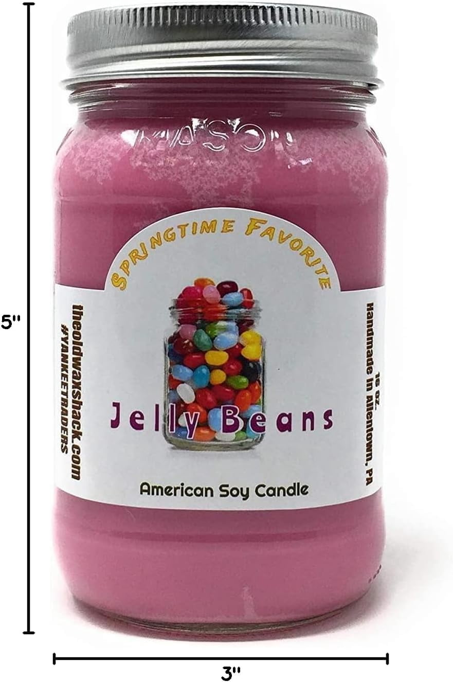 The Old Wax Shack® Jelly Beans, Sweet Fruit Scented, Soy Candle 16 oz. Mason Jar