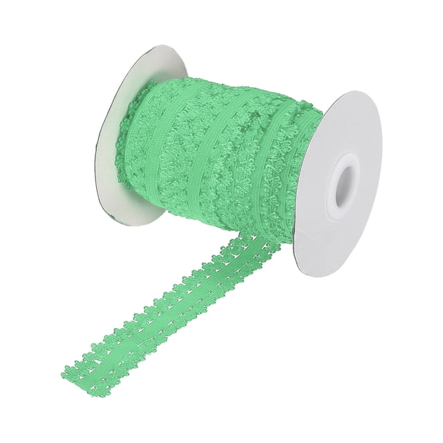 Unique Bargains Lace Ribbon 16 Yards 3/4' Double Crown Edges Elastic Lace Trim for Craft,Gift Wrappers,Headbands(Green)