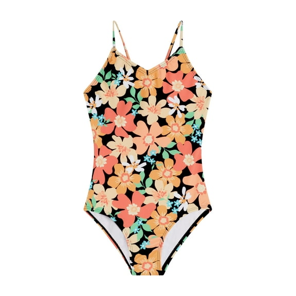 Kanu Surf Girls' Hurricane Beach Sport UPF 50 1-Piece Swimsuit, Annie Black 14