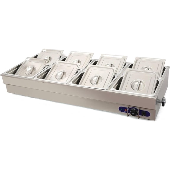 Commercial Food Warmer 8-Pan Electric Bain-Marie Food Warmer Buffet Food Warmer