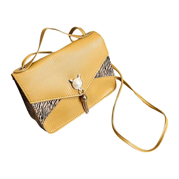 Yunhgft Women Flap Shoulder Bags Satchel Fashion Portable Pouch Casual Tassel Hasp Girls yellow