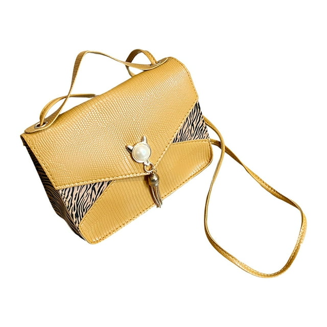 Bolso de hombro para mujer, informal, pequeño, tipo clutch, con correa ajustable, elegante, de bolsillo, portátil amarillo