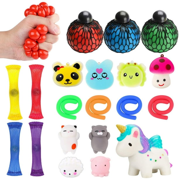 Joyx Pack Sensory Fidget Toys Set Kawaii Squishy Mochi Squishies Squeeze Ball Mesh And Marble Toy Stretchy String Colorful Sensory Fidget Stretch Toy For Adhd Autism Stress Anxiety Relief Walmart Com