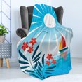 thumbnail image 4 of Nautical Soft Flannel Fleece Blanket, Oleanders and Sailing Boat in the Sea Sunny Day Gulls Positive Life Theme, Cozy Plush for Indoor and Outdoor Use, 60" x 80", Blue Orange White, by Ambesonne, 4 of 5