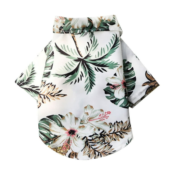 Camisa de Mascota de Árbol de Gato Pequeño Hawaiano con Diseño de Playa para Gatos de Perros Pequeños Y Medianos, Poliéster, Estaciones Cálidas Ideales, Peso 1.1-17.6Lbs Camisa de Perro para Perros Pe