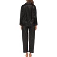 thumbnail image 2 of Women Pajamas Set Long Sleeve Notched Collar Button Down Soft Satin Pjs Sleepwear, 2 of 8