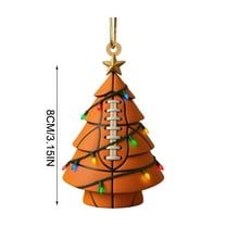 HomeDM Football Christmas Tree Ornaments 2D Flat Acrylic 3.15" Football Hanging Pendant for Xmas Tree Wreath Decorations Xmas Ornament Gift for Football Lover