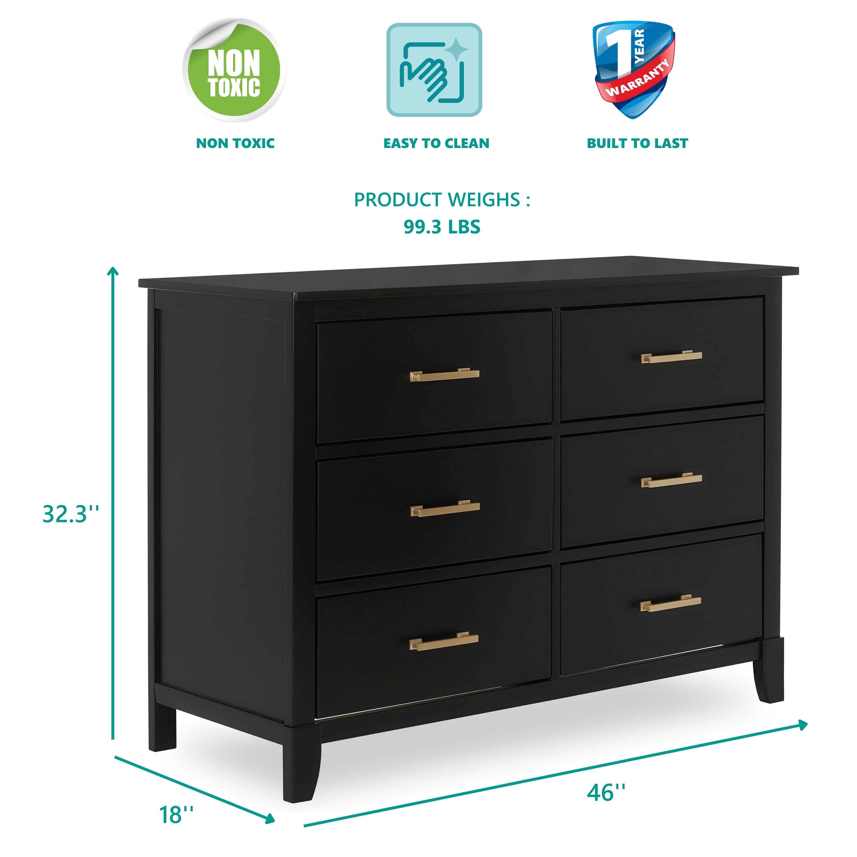 Dream On Me Universal Double Dresser in Black and Gold - Walmart.com