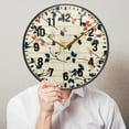 thumbnail image 6 of Yayeee Wall Clock Battery Operated 9.5" Silent Quartz Non-Ticking for Living Room Decor, Beige Leaves Plaid, 6 of 8